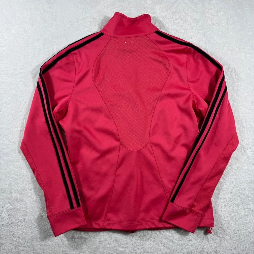 Adidas Girls Youth 14 Climalite Track Jacket Pink Black Full Zip Activewear